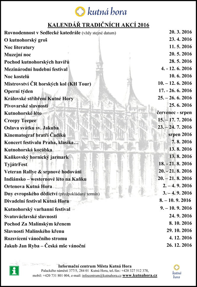 Kalendář akcí 2016