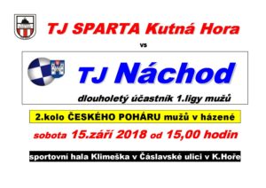Pozvánka: Kutnohorští házenkáři se v sobotu 15. září od 15 hodin na Kliemešce utkají s prvoligovým týmem TJ HC Náchod