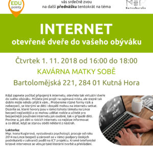 Pozvánka: Přednáška „Internet, otevřené dveře do vašeho obýváku“ se uskuteční 1. 11. v kavárně Matky sobě