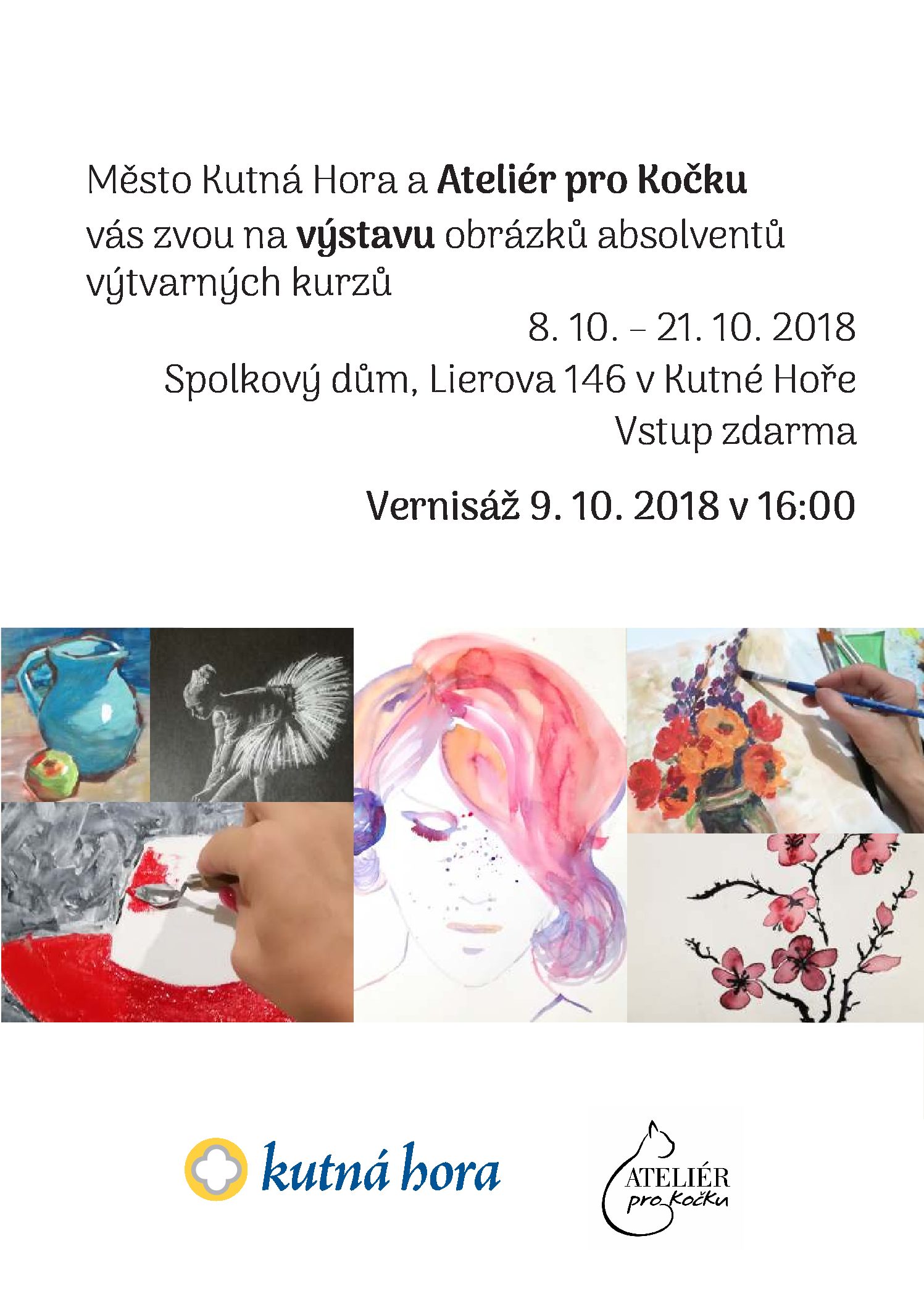 Vernisáž výstavy z prací absolventů výtvarných kurzů se koná ve Spolkovém domě 9. října od 16 hodin