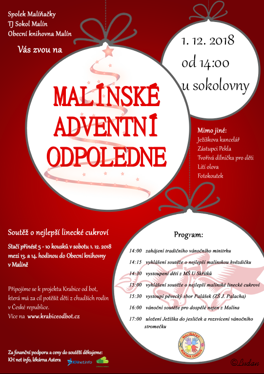 Malínské adventní odpoledne se uskuteční 1. prosince od 14 hodin u malínské sokolovny