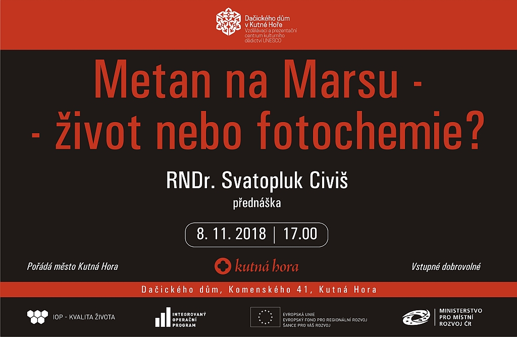 Pozvánka: Přednáška RNDr. Svatopluka Civiše se v Dačického domě koná ve čtvrtek 8. 11. od 17 hodin. Vstupné dobrovolné