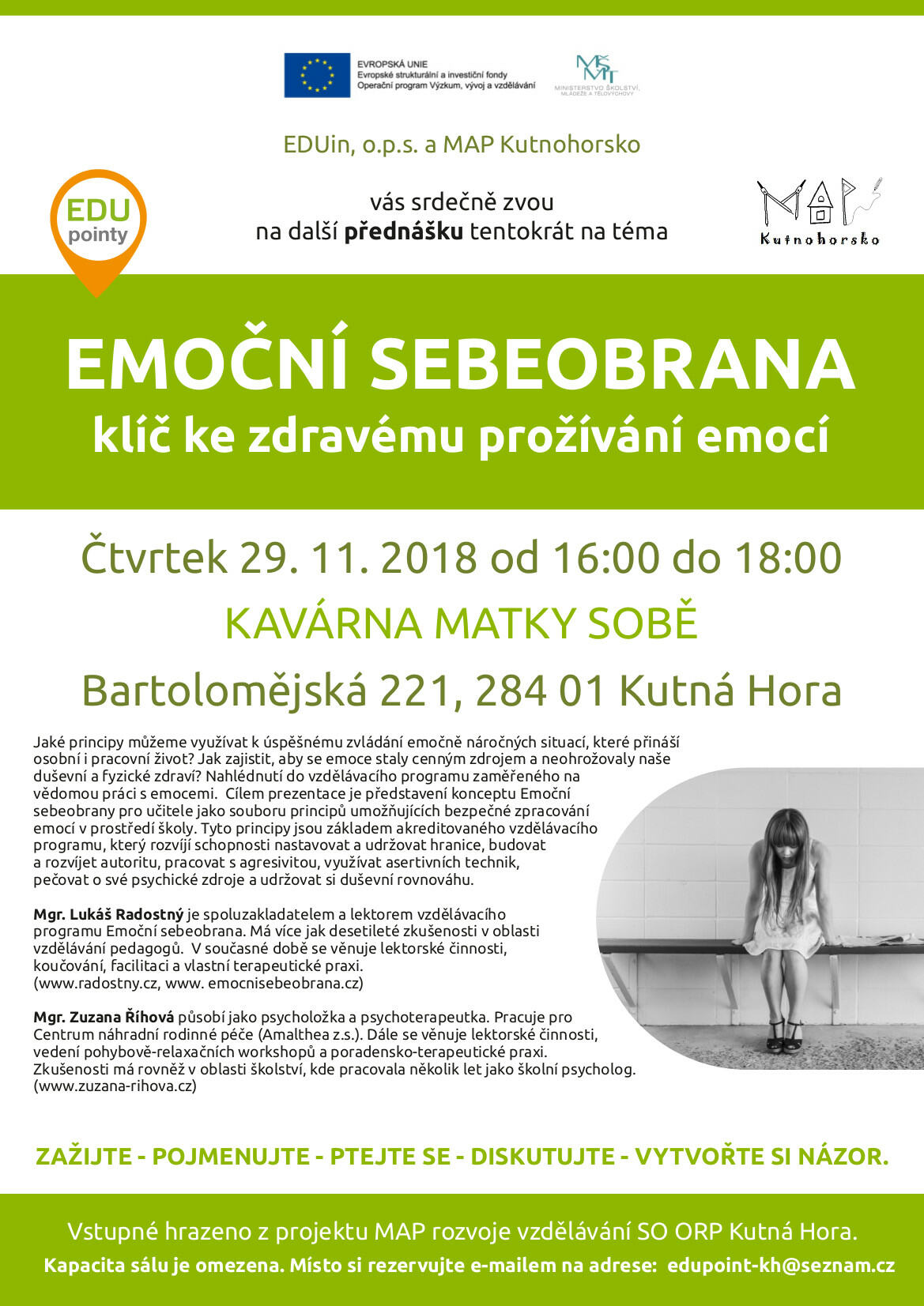 Pozvánka na přednášku do Kavárny Matky sobě v Kutné Hoře: Emoční sebeobrana – klíč ke zdravému prožívání emocí