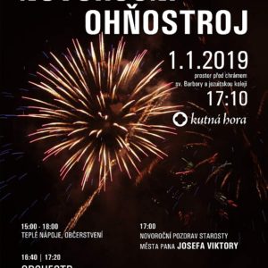 Novoroční ohňostroj rozzáří oblohu nad Kutnou Horou  1. ledna 2019 v 17.10  hodin