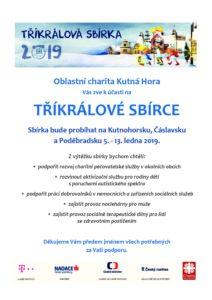 Tříkrálová sbírka 2019 v Kutné Hoře v sobotu 5. ledna