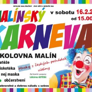 Pozvánka: Malínský karneval se v sokolovně v Malíně uskuteční v sobotu 16. února, masky z českých pohádek vítány
