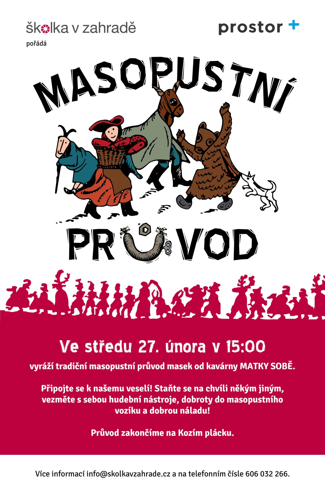 Školka v zahradě pořádá 27. února masopustní průvod, zapojit se může i veřejnost