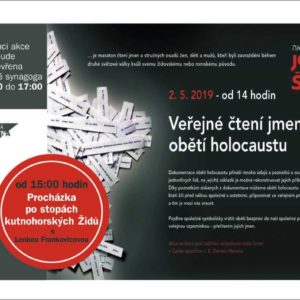 Jména kutnohorských obětí holocaustu budou připomenuta 2. května při vzpomínkové akci Jom ha-šoa
