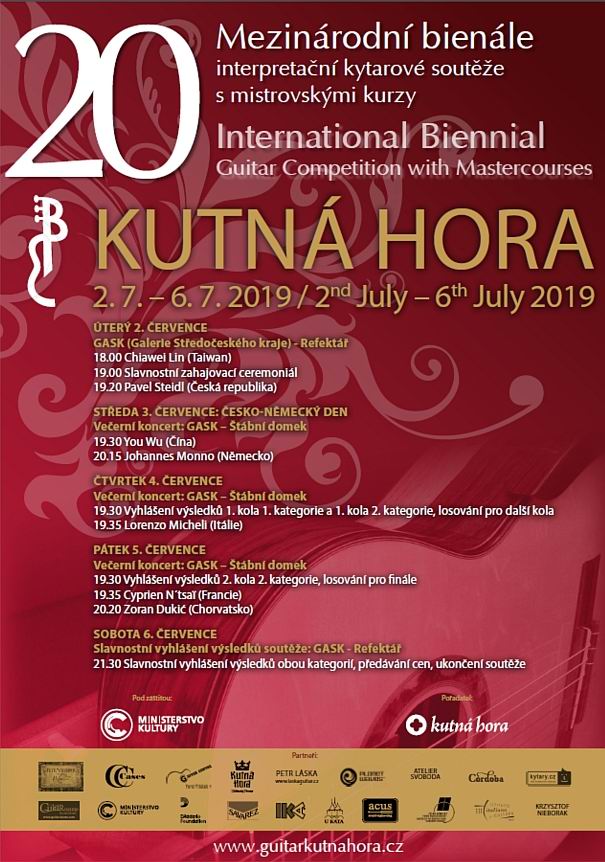 Kytarový svět se již po dvacáté sejde v Kutné Hoře, součástí programu budou i recitály špičkových evropských kytaristů v GASK