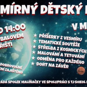 Vesmírný dětský den se na fotbalovém hřišti v Malíně koná 8. června od 14 hodin