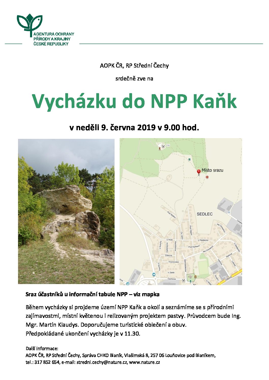 Se zajímavostmi národní přírodní památky Kaňk se seznámí účastníci vycházky, kterou pořádá Agentura pro ochranu přírody a krajiny ČR