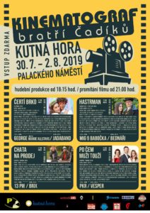 Kinematograf bratří Čadíků zavítá opět po roce na Palackého náměstí v Kutné Hoře a nabídne od 30. 7. do 2. 8. české filmy a koncerty pod širým nebem ZDARMA