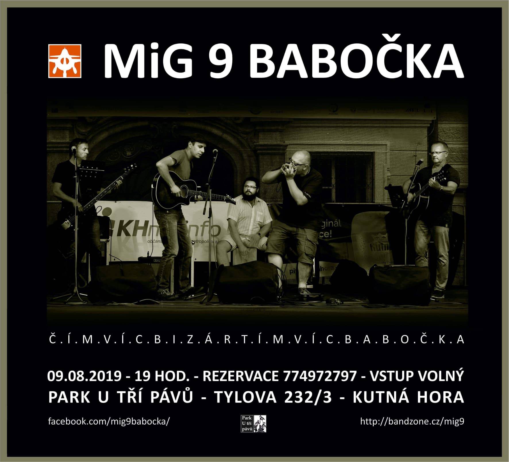 MiG 9 Babočka startuje v pátek 9. srpna od 19 hodin v parku U Tří pávů v Kutné Hoře