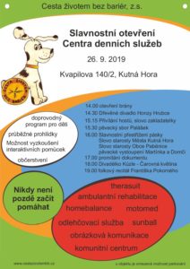 Slavnostní otevření centra denních služeb Cesty životem bez bariér v Kvapilově ulici v Kutné Hoře se uskuteční 26. září