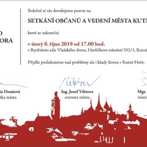 Další setkání vedení města s občany se uskuteční v úterý 8. října v Rytířském sále Vlašského dvora