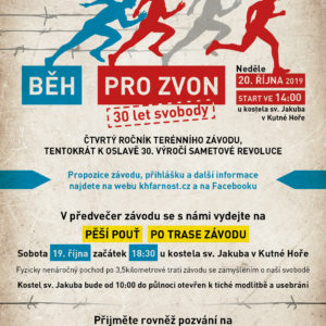 Běh pro zvon 2019 – IV. ročník závodu bude připomínkou 30. výročí svobody