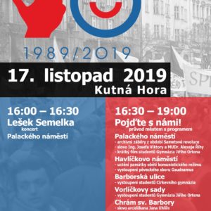 Pozvánka na oslavu 30. výročí sametové revoluce v Kutné Hoře