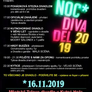 Noc divadel nabídne netradiční nahlédnutí nejen do zákulisí Tylova divadla, komentované prohlídky i divadelní představení