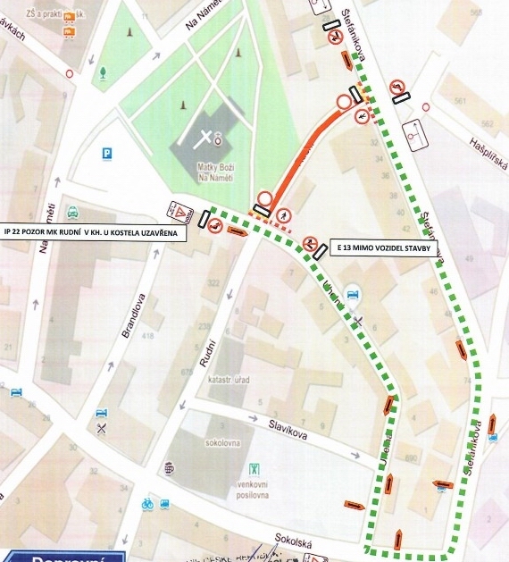 Uzavírka: Rudní ulice bude z důvodu rekonstrukce povrchu od 1. 11. 2019 do 31. ledna 2020 uzavřena