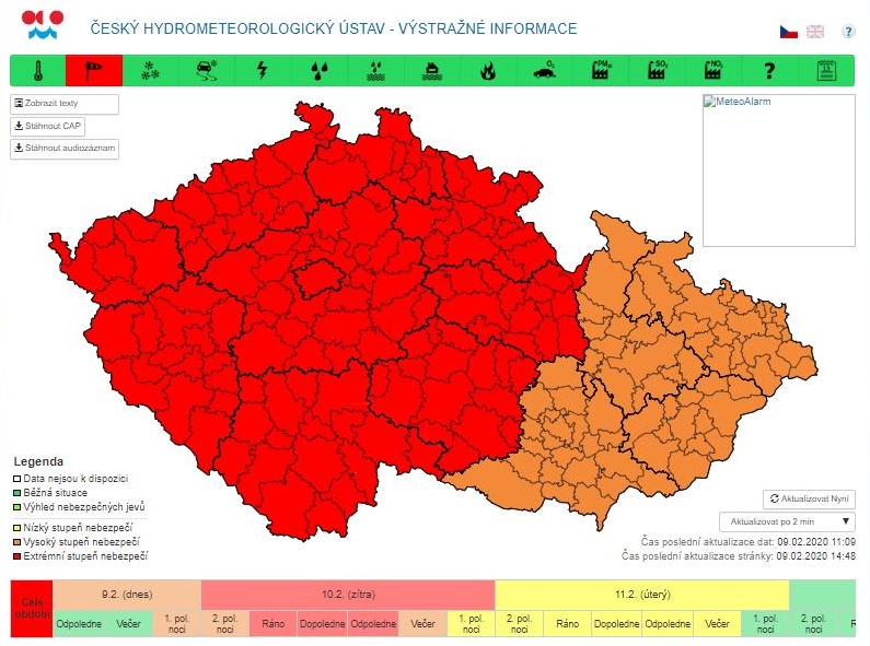 V souvislosti s očekávaným příchodem vichřice vydal HZS Středočeského kraje zákaz pálení a rozdělávání ohňů ve volné přírodě