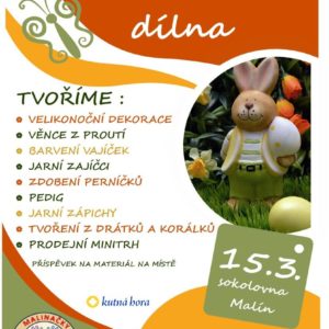 Malíňačky zvou na jarní tvořivou dílnu do malínské sokolovny, uskuteční se v neděli 15. března od 9 do 16 hodin