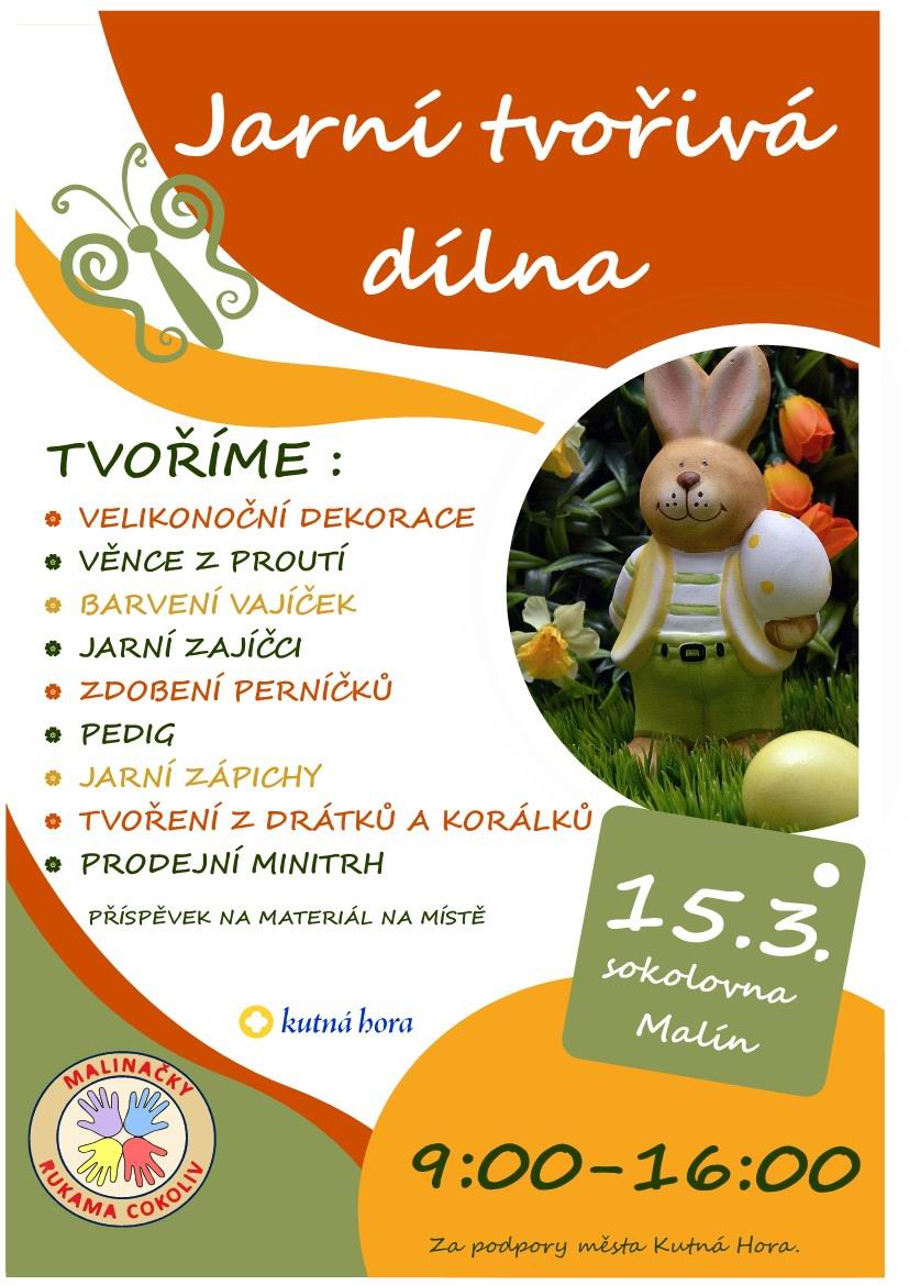Malíňačky zvou na jarní tvořivou dílnu do malínské sokolovny, uskuteční se v neděli 15. března od 9 do 16 hodin