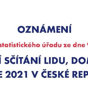 Sčítání lidu, domů a bytů v roce 2021 začne o půlnoci z 26. na 27. března