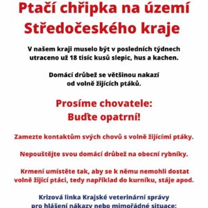 Hejtmanka informuje o výskytu a prevenci před šířením ptačí chřipky ve Středočeském kraji,  na okrese Kutná Hora nebyl zatím výskyt zaznamenán