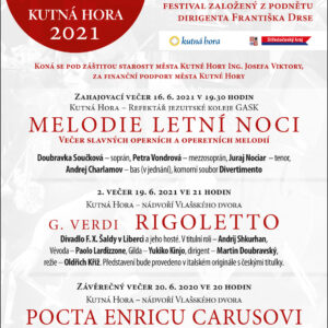 Zahajovací koncert 24. ročníku Operního týdne bude dnes 16. června od 19.30 hodin v refektáři GASK v Kutné Hoře  patřit Melodiím letní noci