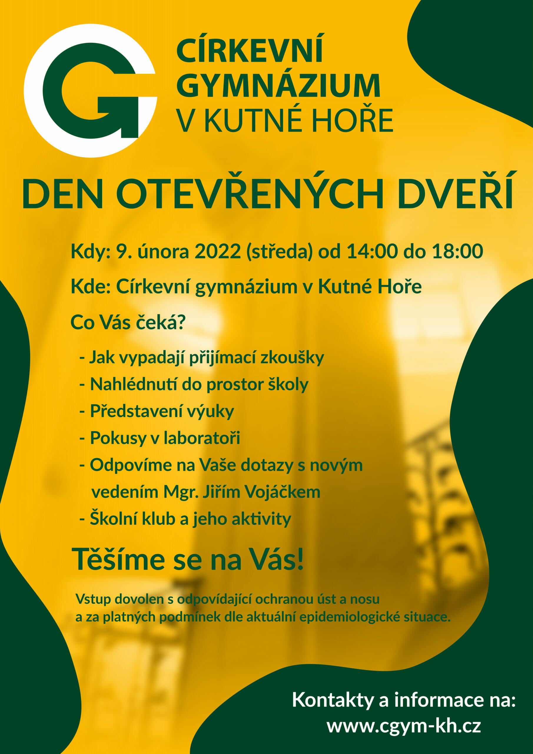 Den otevřených dveří Církevního gymnázia v Kutné Hoře se uskuteční 9. února