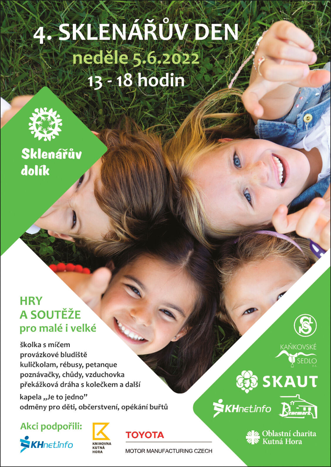 Pozvánka: Kutnohorské neziskovky zvou na 4. Sklenářův den do Sklenářova dolíku, kde připravily spoustu soutěží a her pro děti i dospělé