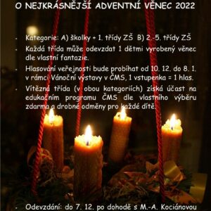 Žáci mateřských a prvních stupňů základních škol se mohou zapojit do soutěže ČMS o nejkrásnější adventní věnec