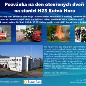 Pozvánka: Při dnu otevřených dveří na stanici HZS Kutná Hora budou k vidění i akční ukázky z činnosti profesionálních hasičů