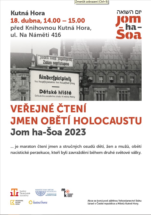 Jména kutnohorských obětí holocaustu budou znovu vyslovena 18. dubna při vzpomínkové akci Jom ha-Šoa