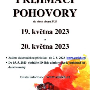 Příjem přihlášek k přijímacím pohovorům do ZUŠ Kutná Hora je do 7. května, pohovory se uskuteční 19. a 20. května
