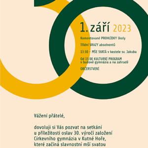 Církevní gymnázium v rámci 30. výročí založení školy nabídne komentované prohlídky i kulturní program v areálu školy