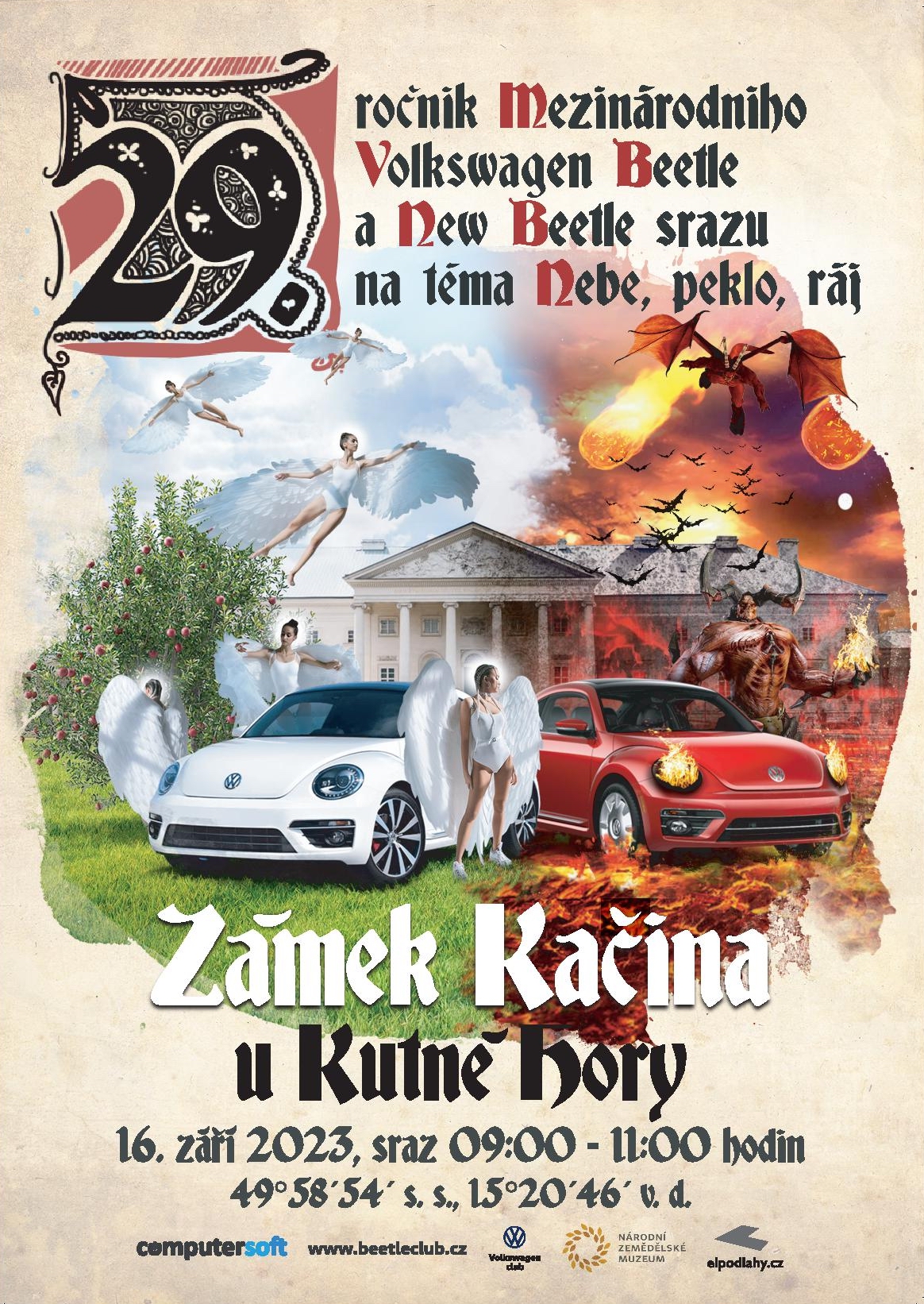 Mezinárodního srazu „brouků“ u zámku Kačina by se 16. září mělo účastnit kolem sta vozidel, účast přislíbili majitelé VW Beetle z Německa, Polska, Slovenska a Holandska