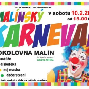 Pozvánka: Malínský karneval se v sokolovně v Malíně uskuteční v sobotu 10. února