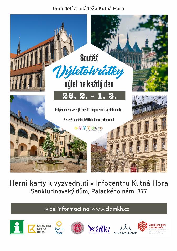 Výletohrátky – výlety Kutnu Horou na každý den od 26. 2. – 1. 3. 2024. Hra pro malé i velké. Nejlepší luštitelé budou odměněni