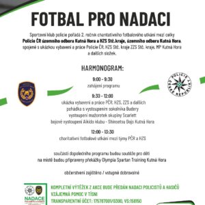 Součástí charitativního fotbalového utkání mezi Policií ČR a HZS Kutná Hora budou i ukázky práce složek IZS a další program pro děti i dospělé