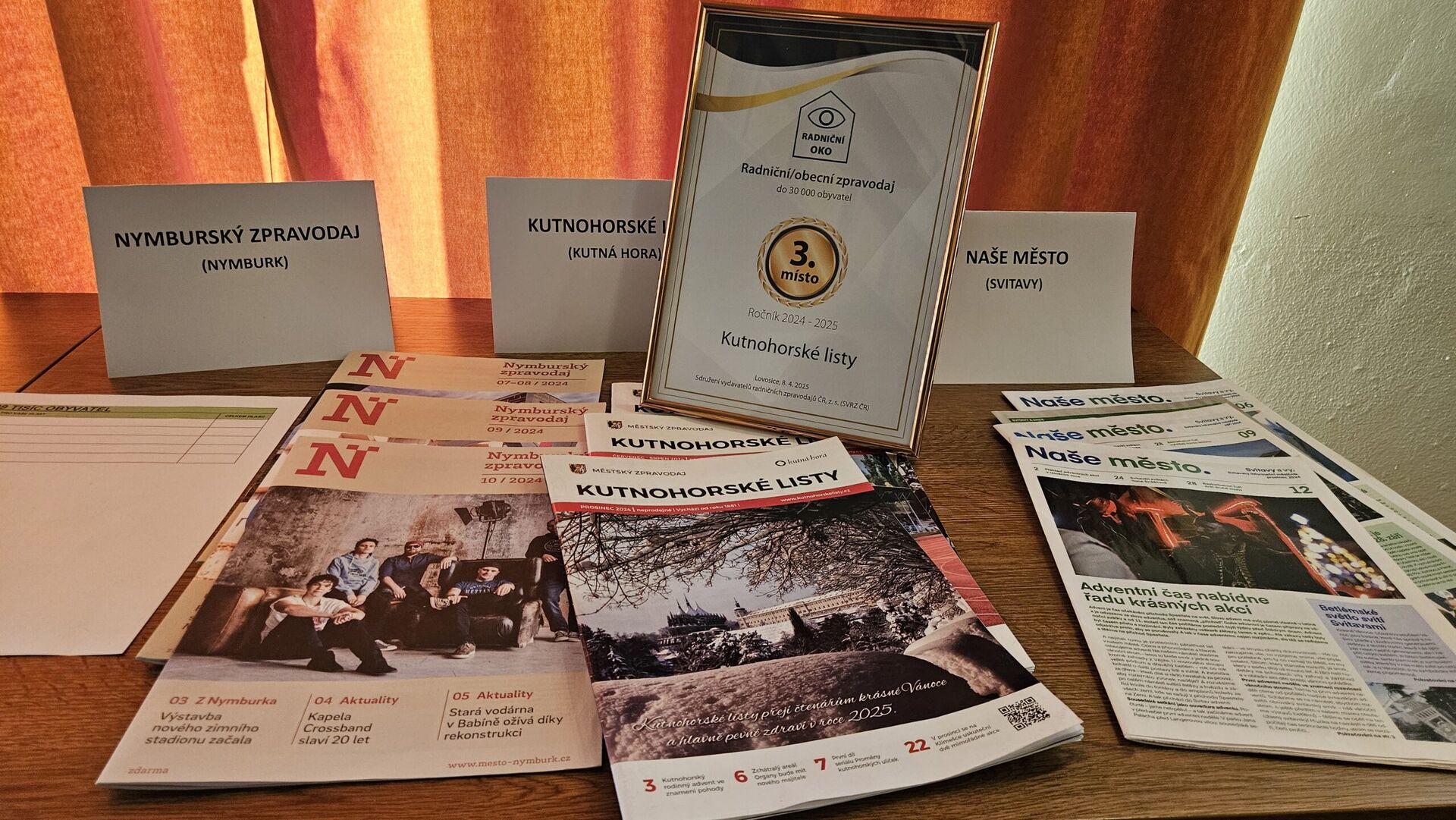 Kutnohorské listy získaly ocenění v soutěži Radniční oko