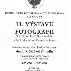 Galerie Sedlecký pivovar v Zámecké ulici bude hostit výstavu členů Kutnohorského fotoklubu a fotoklubu FOKO Kolín jako hosta, vernisáž se uskuteční 2. září