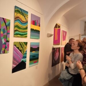Výstava obrazů pětice studentek 2. ročníku SDAP prozářila výstavní prostor ve Spolkovém domě barvami – vernisáž se nesla ve velmi příjemné atmosféře