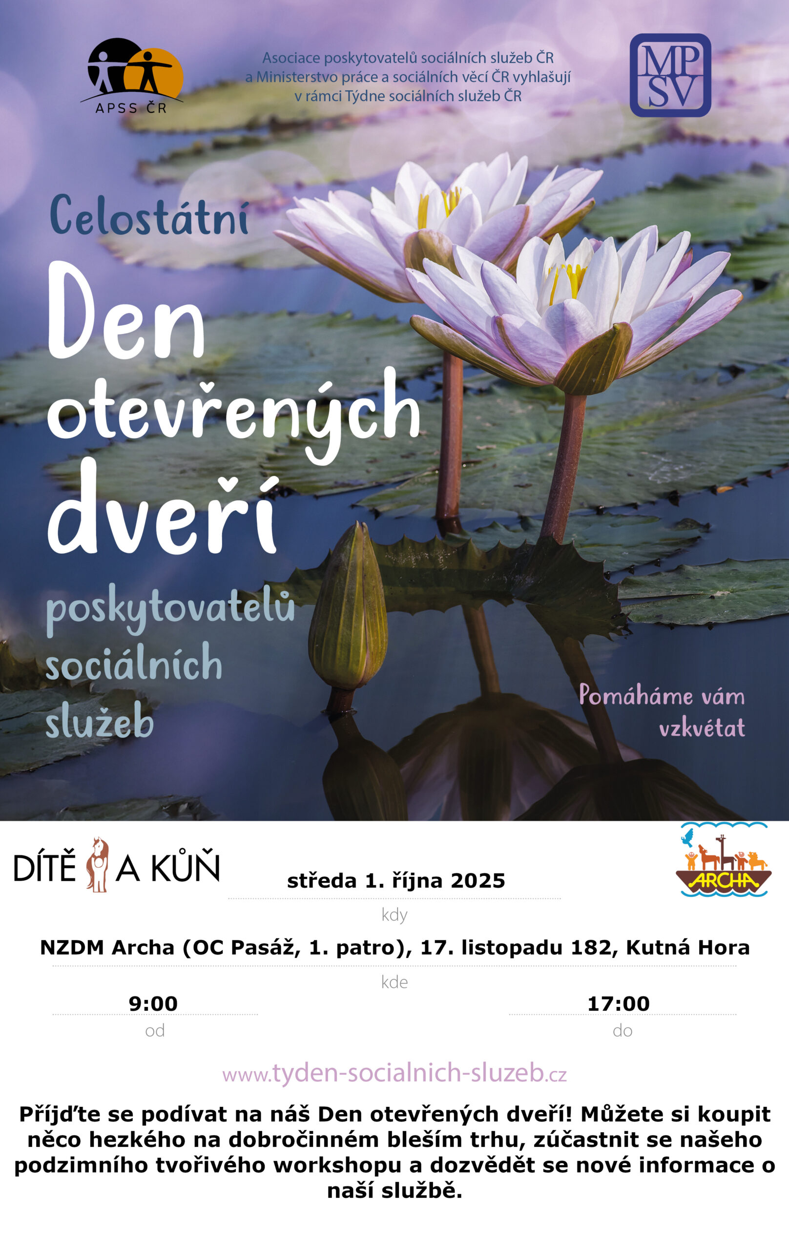 Pozvánka: Den otevřených dveří NZDM Archa v ul. 17. listopadu v Kutné Hoře