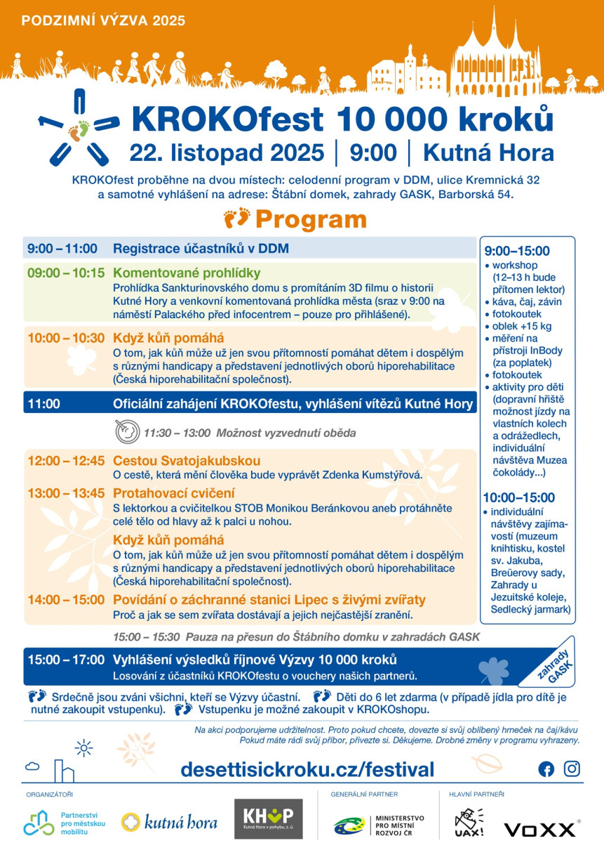 CELOREPUBLIKOVÉ VYHLÁŠENÍ VÝZVY 10 000 KROKŮ V KUTNÉ HOŘE
