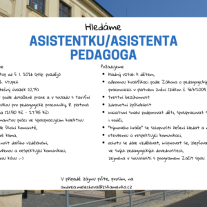 ZŠ Kamenná stezka hledá asistentku/asistenta pedagoga