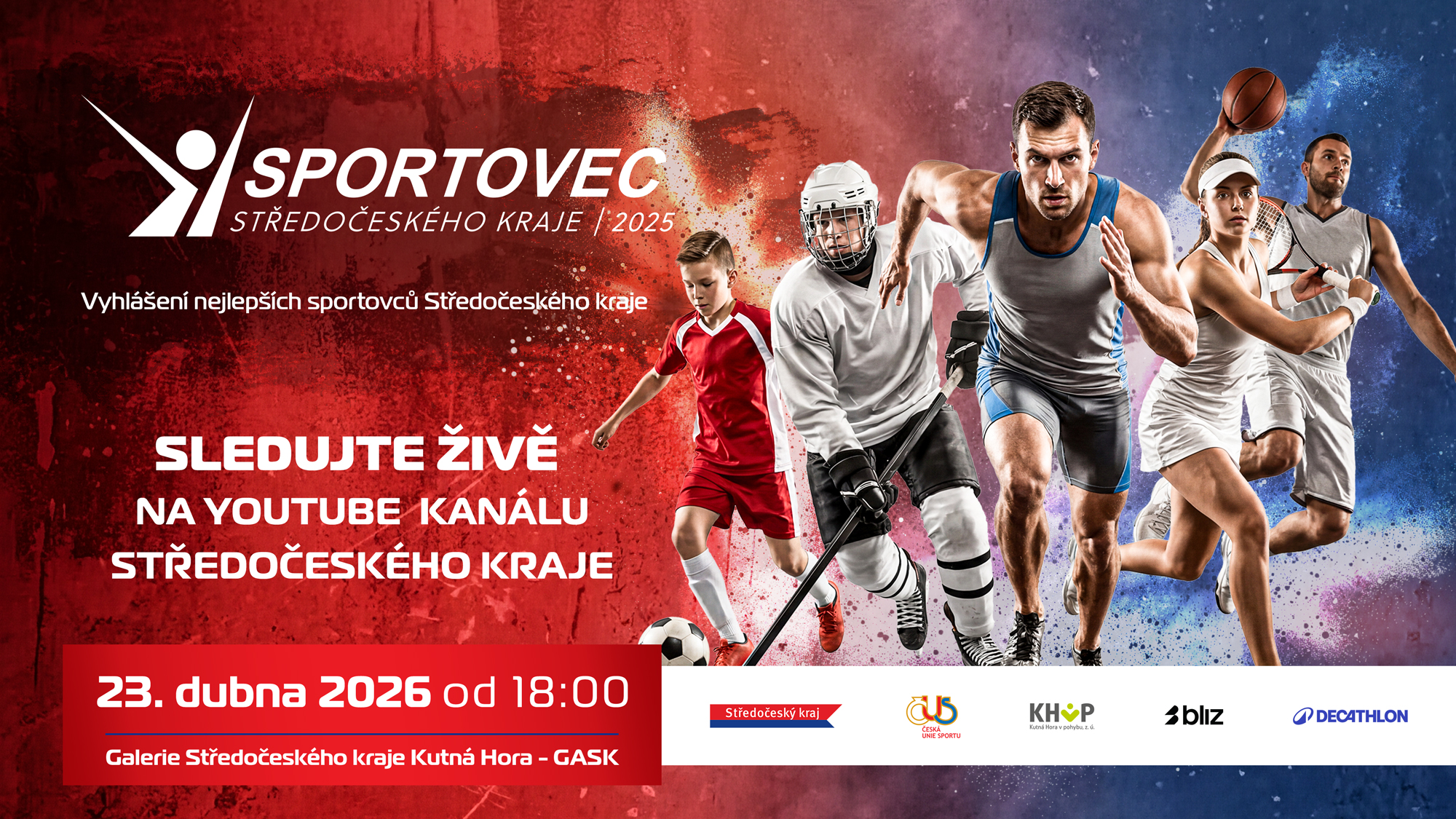 Sportovní elita Středočeského kraje se sejde v Kutné Hoře: anketa Sportovec roku 2025 vrcholí slavnostním galavečerem