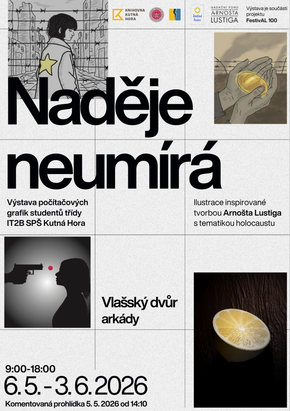 Pozvánka na výstavu Naděje neumírá uspořádané ke 100. výročí narození Arnošta Lustiga