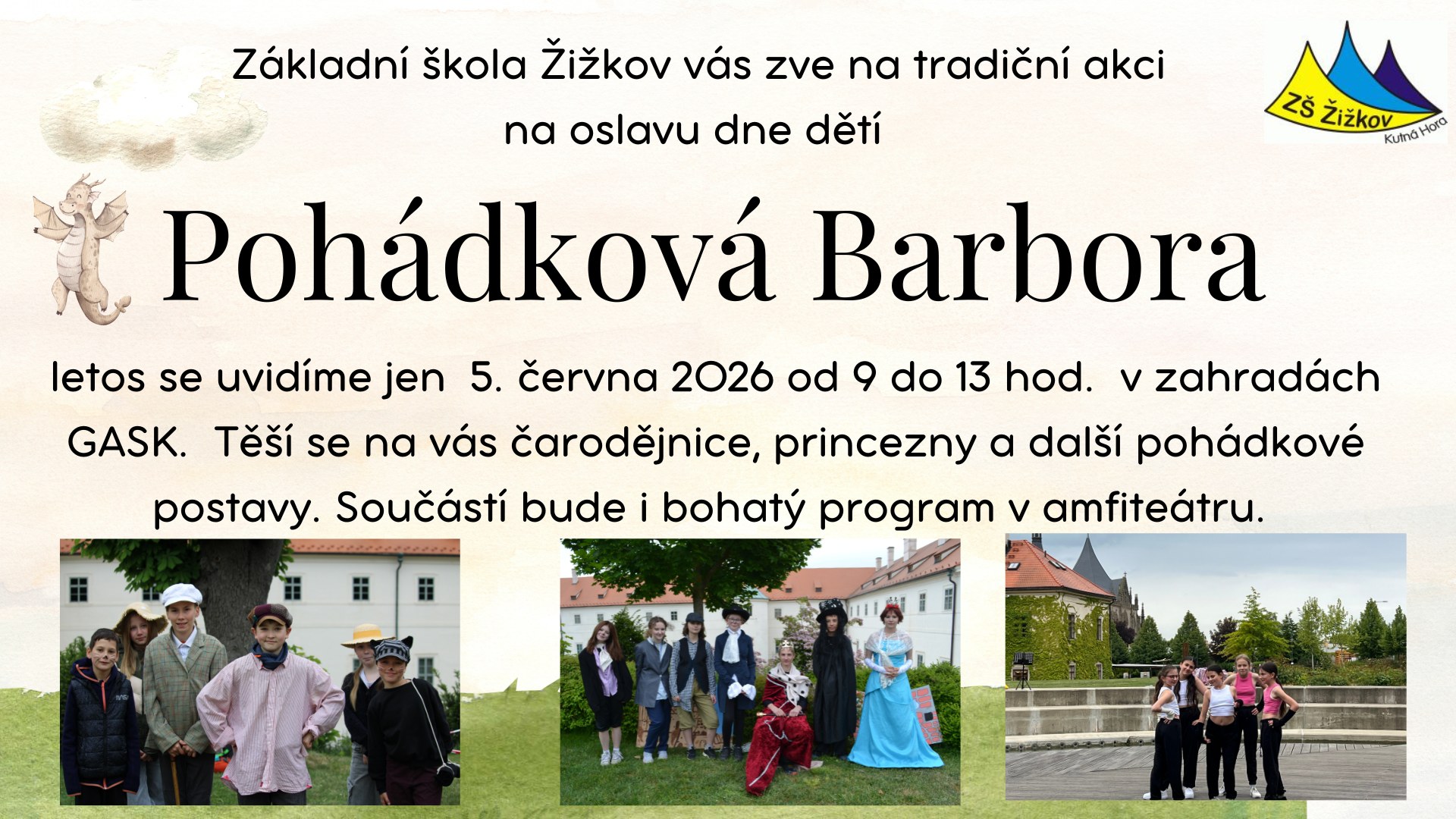 ZŠ Žižkov pořádá na oslavu dne dětí Pohádkovou Barboru