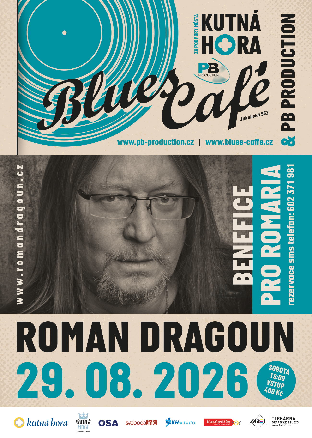 Pozvánka: Koncert Romana Dragouna v úterý 29. 8. od 19.00 v Blues Café
